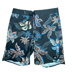 O'Neill Mens Black Tropical Floral Board Shorts Size 28 Stretch Surf